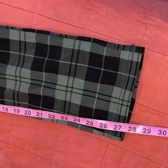 Princess Polly Green & Black Plaid High-Waisted Women's Pants Size 0 - Picture 10 of 14